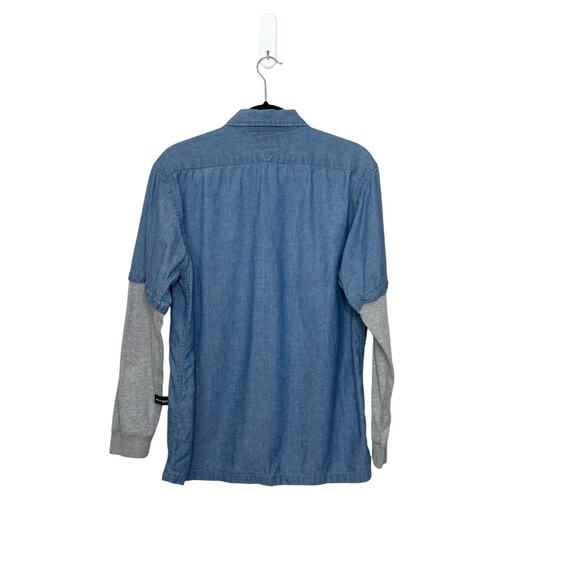 Tommy Hilfiger men blue denim faux overlay long sleeves shirt size XL - Picture 6 of 11